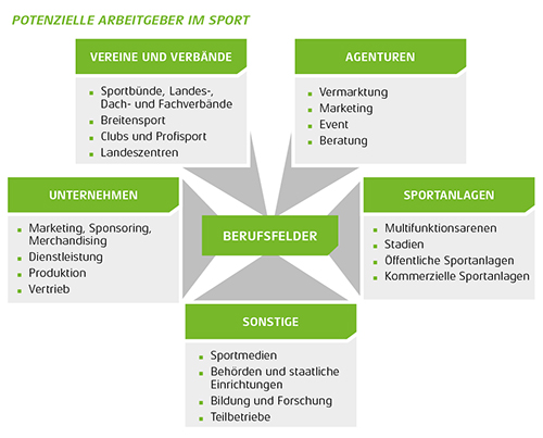 Grafik Sportmanagement studieren Arbeitsbereiche