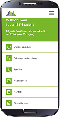 Lehrmethoden der Weiterbildungen Abbildung Smartphone mit Online-Campus